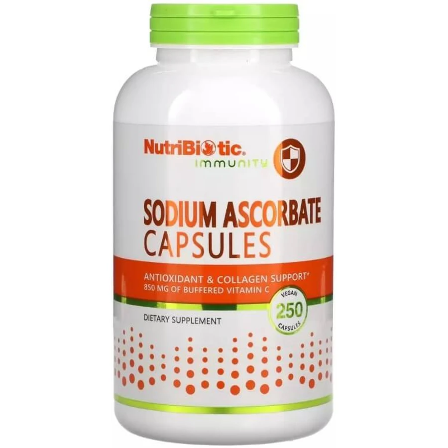 Аскорбат натрия, Sodium Ascorbate, NutriBiotic, 250 вегетарианских капсул: цены и характеристики