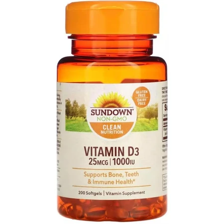 Витамин D3, 1000 МЕ, Vitamin D3, Sundown Naturals, 200 гелевых капсул: цены и характеристики