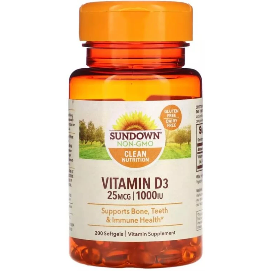 Витамин D3, 1000 МЕ, Vitamin D3, Sundown Naturals, 200 гелевых капсул: цены и характеристики