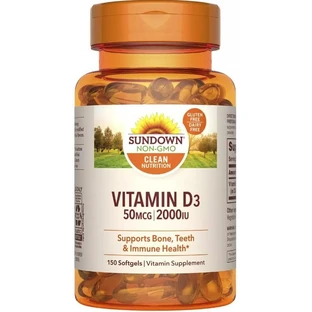 Витамин D3, 2000 МЕ, Vitamin D3, Sundown Naturals, 150 гелевых капсул