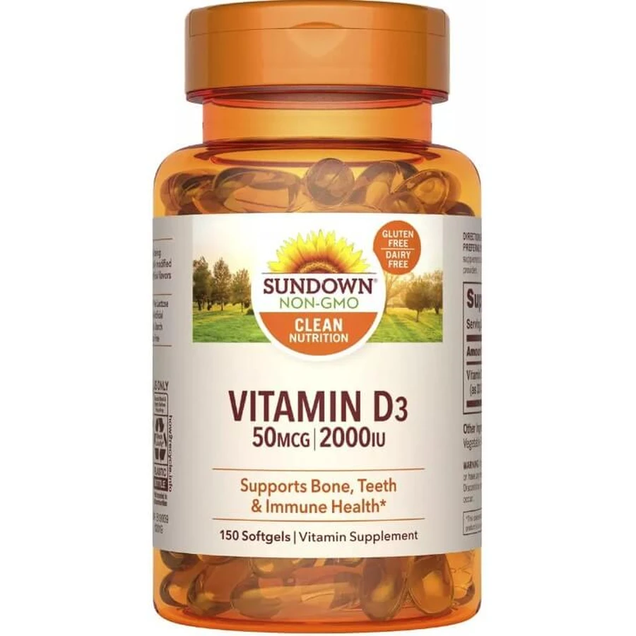 Витамин D3, 2000 МЕ, Vitamin D3, Sundown Naturals, 150 гелевых капсул: цены и характеристики