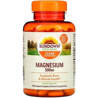 Магний, 500 мг, Magnesium, Sundown Naturals, 180 каплет