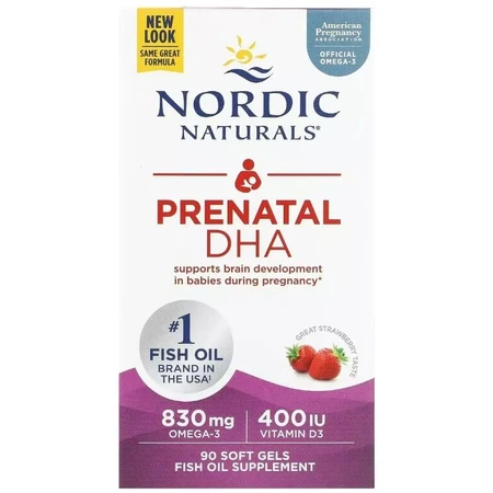 ДГК (докозагексаеновая кислота) для беременных, вкус клубники, Prenatal DHA, Nordic Naturals, 90 гелевых капсул: цены и характеристики