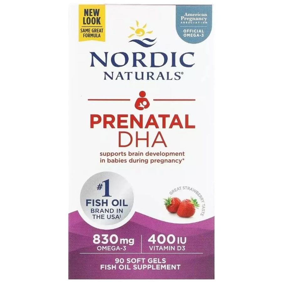 ДГК (докозагексаеновая кислота) для беременных, вкус клубники, Prenatal DHA, Nordic Naturals, 90 гелевых капсул: цены и характеристики