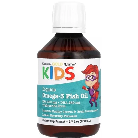 Норвежский Рыбий жир с омега-3 для детей, вкус лимона, Norwegian Kids Omega-3 Fish Oil, California Gold Nutrition, 200 мл: цены и характеристики