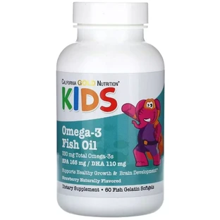 Омега-3 та риб'ячий жир для дітей, смак полуниці, Kid's Omega-3 Fish Oil, California Gold Nutrition, 60 желатинових капсул