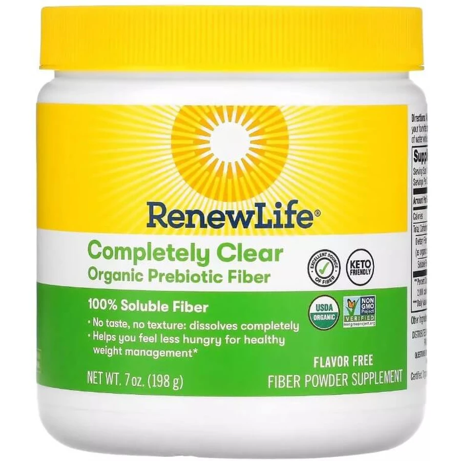 Клітковина пребіотична органічна, Completely Clear Organic Prebiotic Fiber, Renew Life, 198 гр: ціни та характеристики