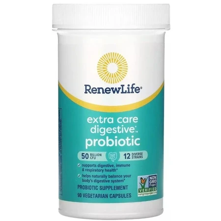 Пробиотик, 50 млрд КОЕ, Extra Care Digestive Probiotic, Renew Life, 90 вегетарианских капсул: цены и характеристики