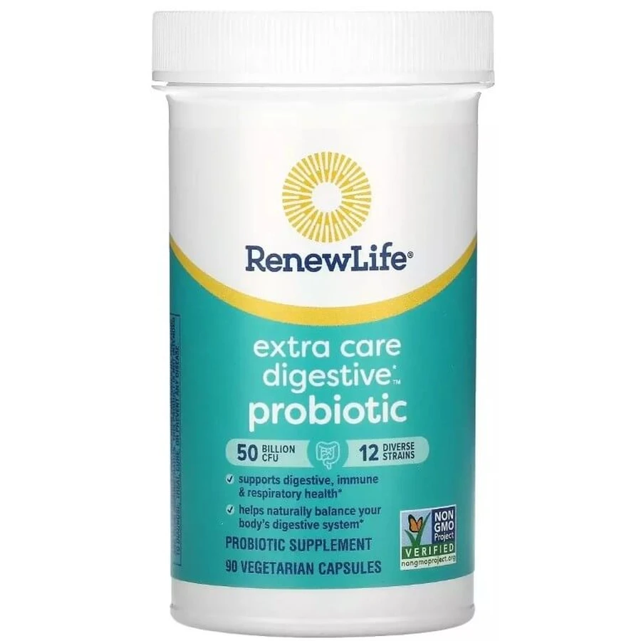 Пробиотик, 50 млрд КОЕ, Extra Care Digestive Probiotic, Renew Life, 90 вегетарианских капсул: цены и характеристики