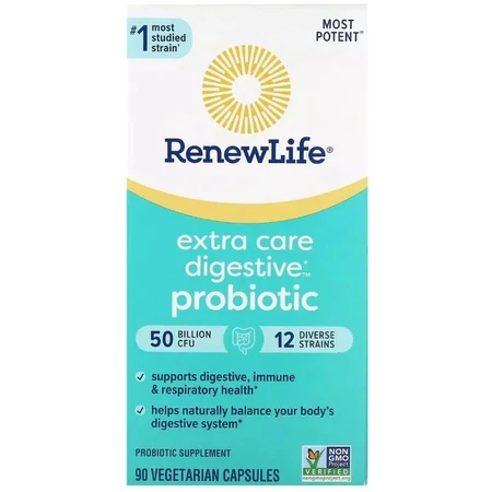Пробиотик, 50 млрд КОЕ, Extra Care Digestive Probiotic, Renew Life, 90 вегетарианских капсул: цены и характеристики