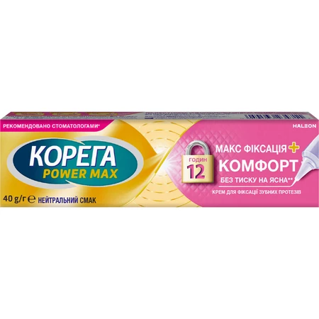 Крем для фиксации зубных протезов Корега Максимальная фиксация + Комфорт 40 г : цены и характеристики