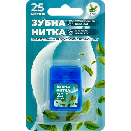 Зубная нить Greenwich Dental floss KLL055 для удаления налета аромат мяты 25 м: цены и характеристики