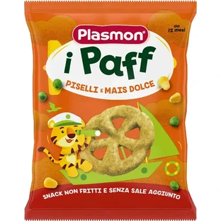 Cнеки Plasmon Baby Puffs из гороха и кукурузы 15 г