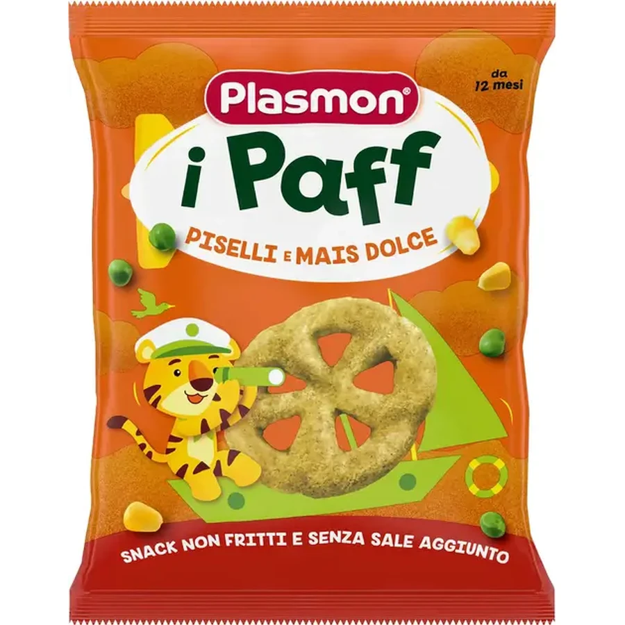 Cнеки Plasmon Baby Puffs из гороха и кукурузы 15 г: цены и характеристики