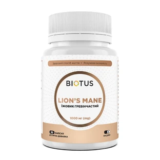 Їжовик гребінчастий, Lion's Mane, Biotus, 500 мг, №30