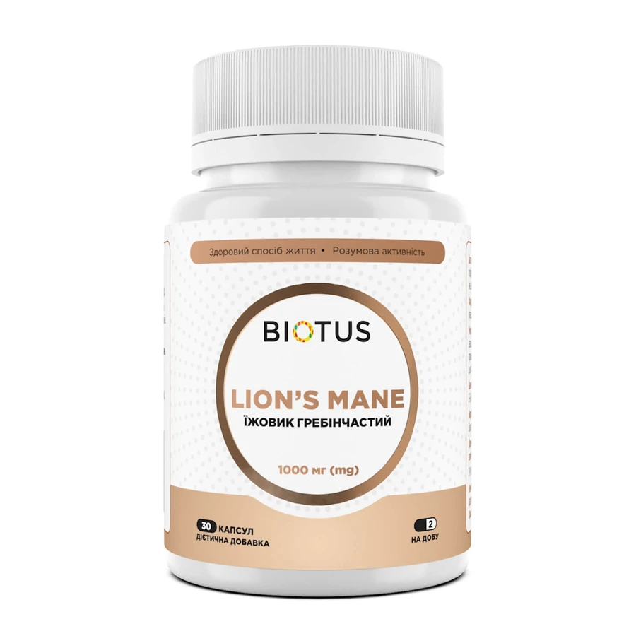 Їжовик гребінчастий, Lion's Mane, Biotus, 500 мг, №30: ціни та характеристики