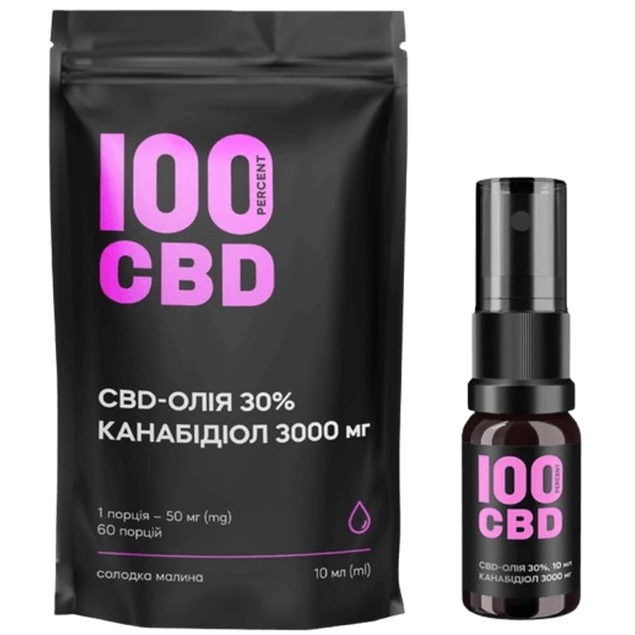 CBD-олія 30%, 3000 мг, 10 мл (60 порцій) смак солодкої малини: ціни та характеристики