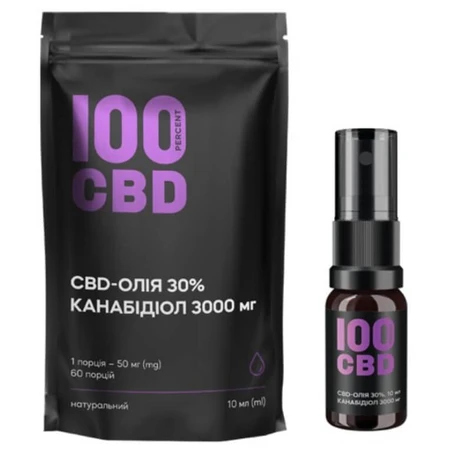 CBD-масло 30%, 3000 мг, 10 мл (60 порций) натуральный вкус: цены и характеристики