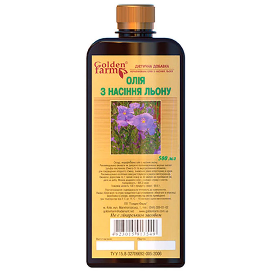 Масло льна Golden Pharm, 500 мл: цены и характеристики