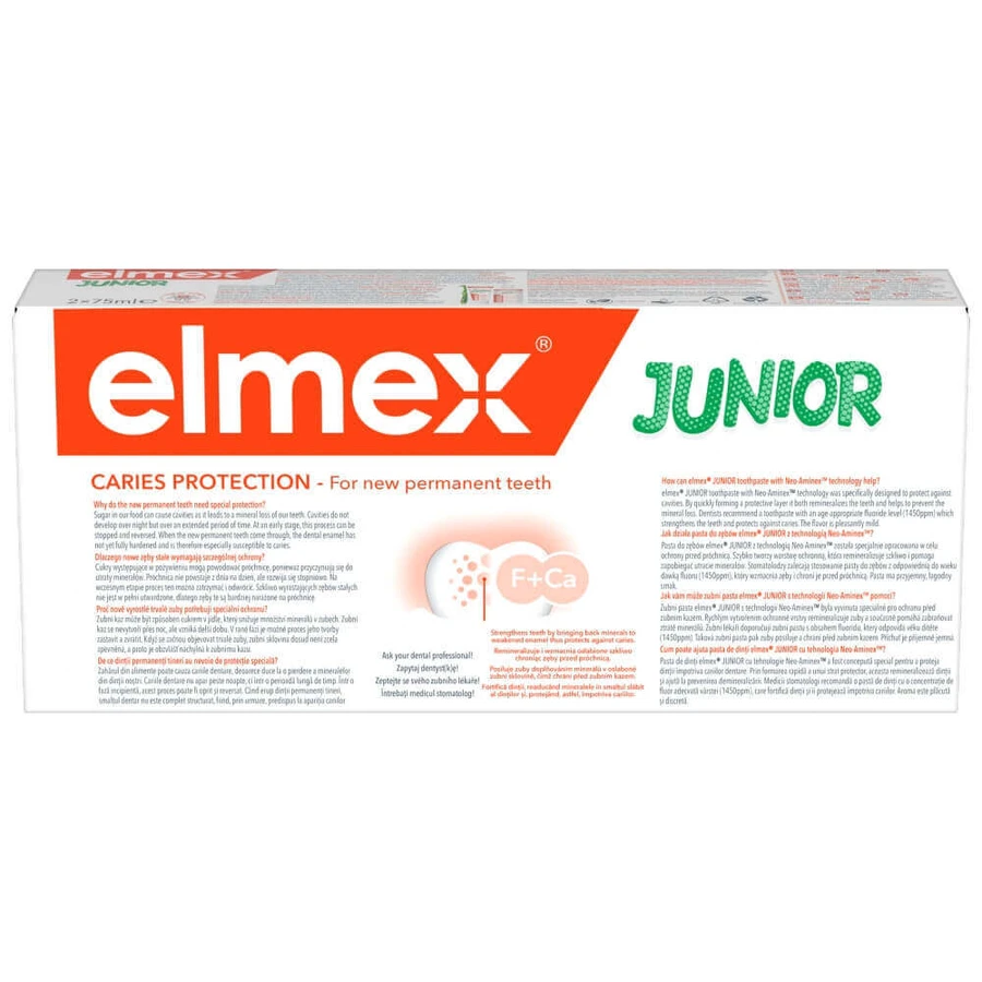 Elmex Caries Protection Junior, зубна паста для дітей, 6-12 років, 2 x 75 мл: ціни та характеристики