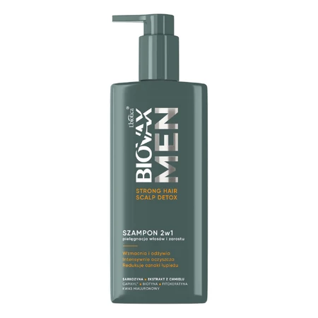 Biovax Men Strong Hair & Scalp Detox, шампунь 2-в-1 для волосся та бороди, 200 мл + шампунь для волосся та шкіри голови, 50 мл безкоштовно: ціни та характеристики