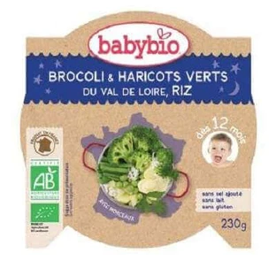 Пюре Organic Menu з броколі, стручкової квасолі та рису, +12 місяців, 230 г, BabyBio