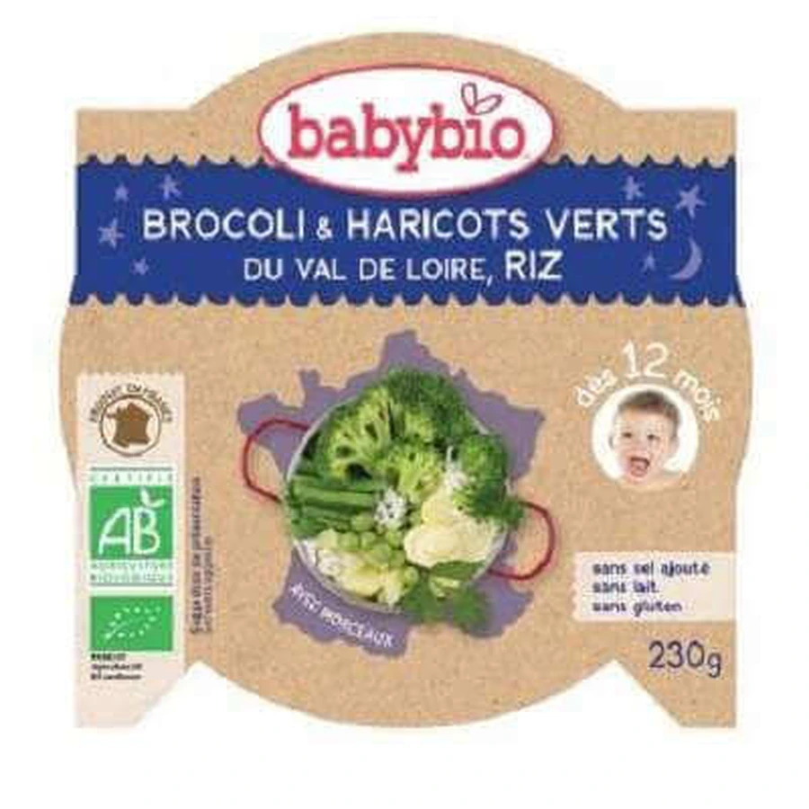 Пюре Organic Menu з броколі, стручкової квасолі та рису, +12 місяців, 230 г, BabyBio: ціни та характеристики