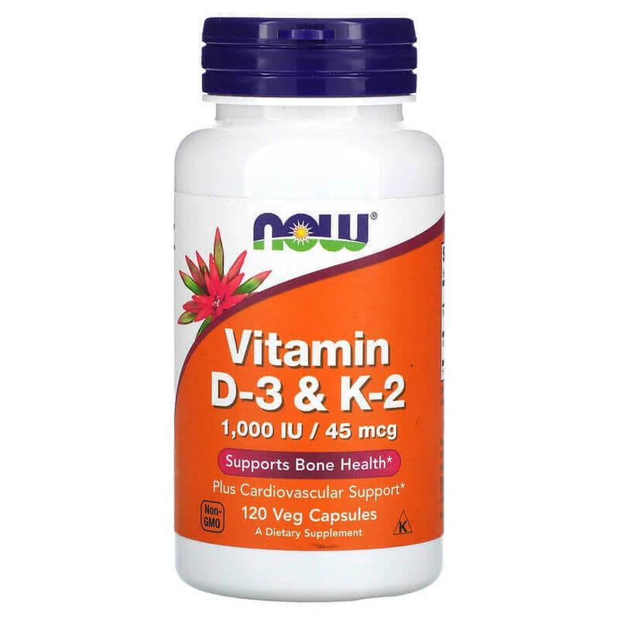 Витамин D-3 1000UI Si K2 MK4 45 mcg, 120 вегетарианских капсул, Now Foods: цены и характеристики