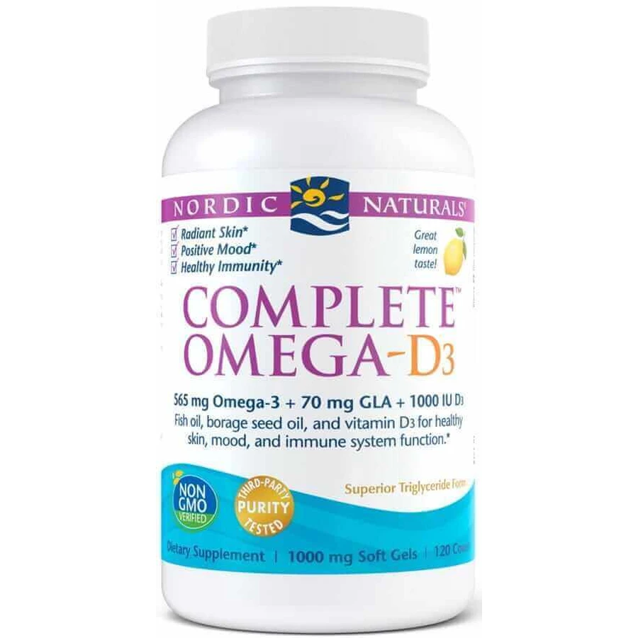 Complete Omega-D3 565 мг лимон 120 капсул Nordic Naturals: цены и характеристики