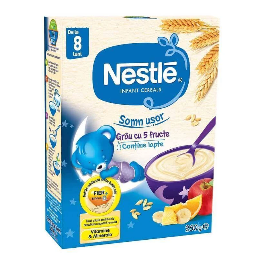 Easy Sleep Пшеничная каша с 5 фруктами, +8 месяцев, 250 г, Nestle: цены и характеристики