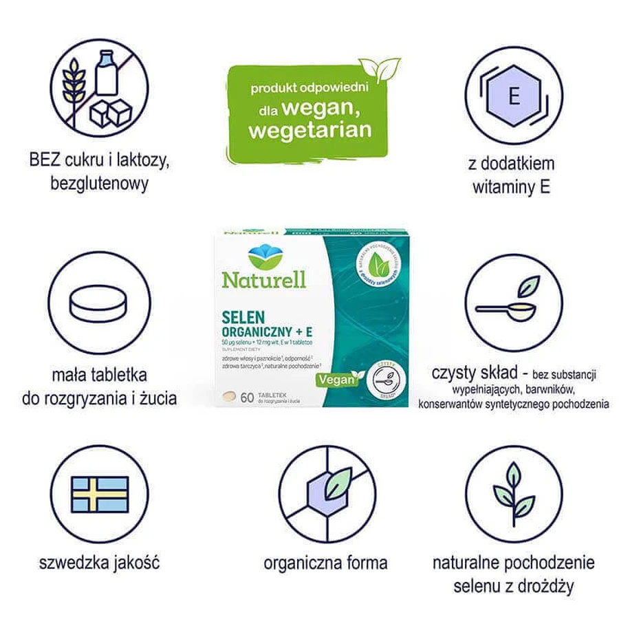 Naturell Organic Selenium + E, 60 таблеток с кусочками: цены и характеристики