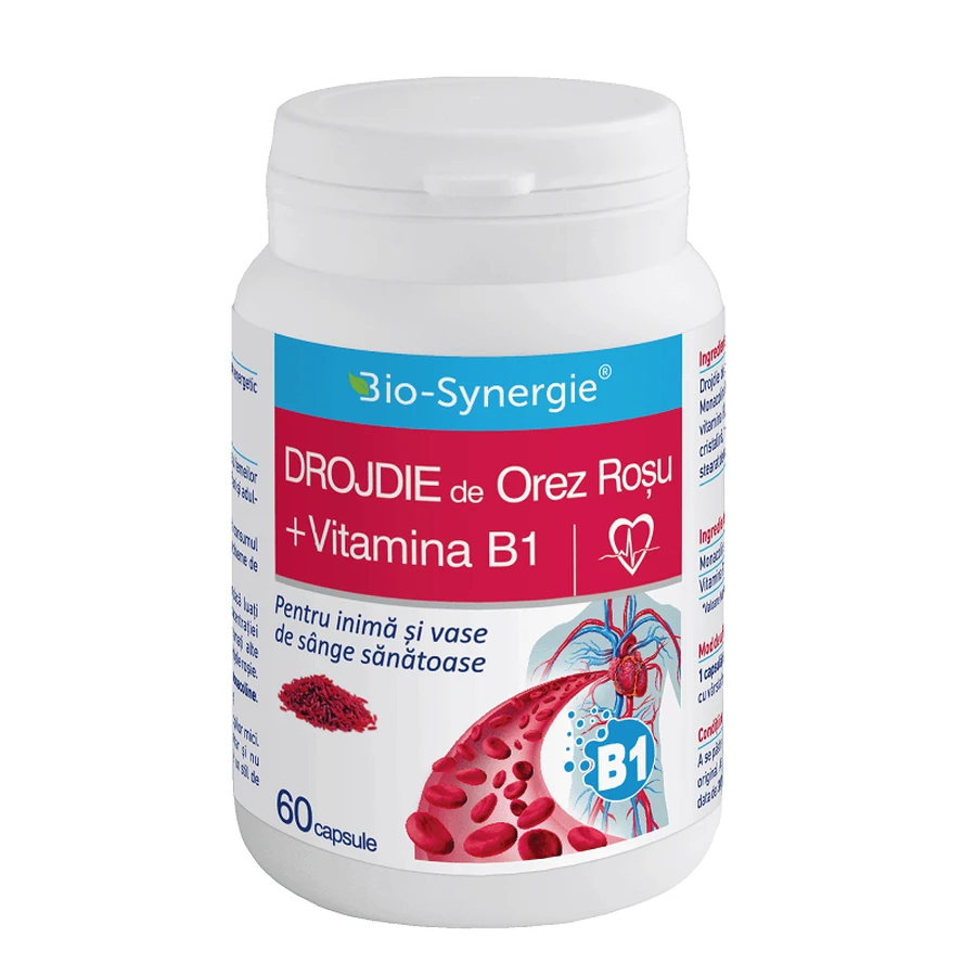 Красные рисовые дрожжи + витамин B1, 60 капсул, Bio Synergie: цены и характеристики