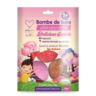 Дитячі шипучі бомбочки для ванни "Смачні солодощі", 3 штуки, Easycare Baby