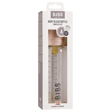 Bibs Baby Glass Bottle, стеклянная бутылочка с резиновой соской с медленным потоком, Blush, с рождения, 225 мл: цены и характеристики