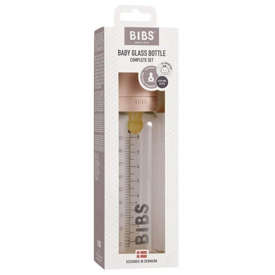 Bibs Baby Glass Bottle, стеклянная бутылочка с резиновой соской с медленным потоком, Blush, с рождения, 225 мл: цены и характеристики