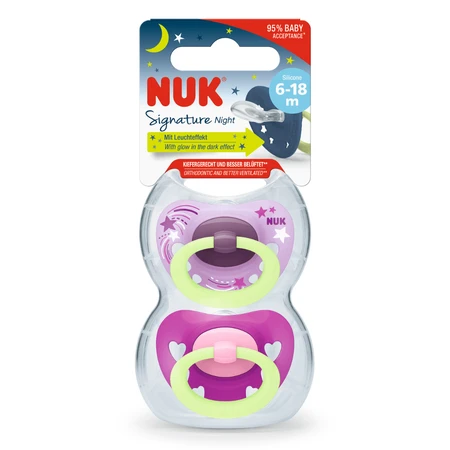 Силіконова соска M2 Signature Night, 2 штуки, 6-18 місяців, Nuk: ціни та характеристики