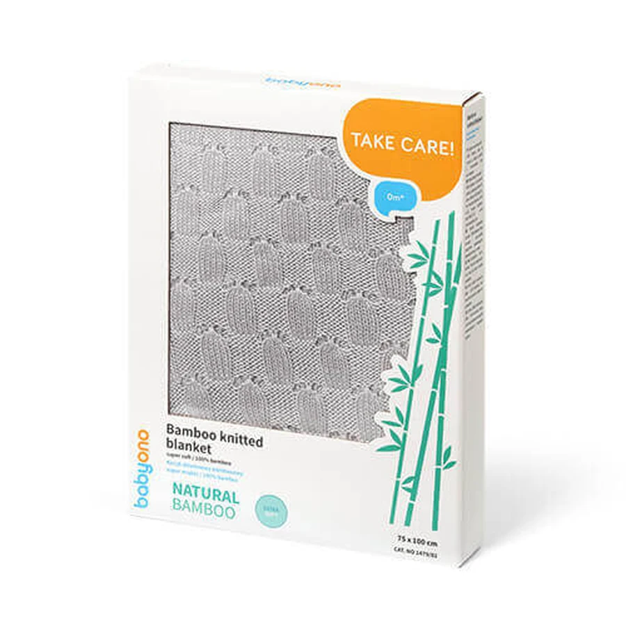 BabyOno Natural Bamboo, вязаное одеяло, бамбук, серый, 75 см x 100 см: цены и характеристики