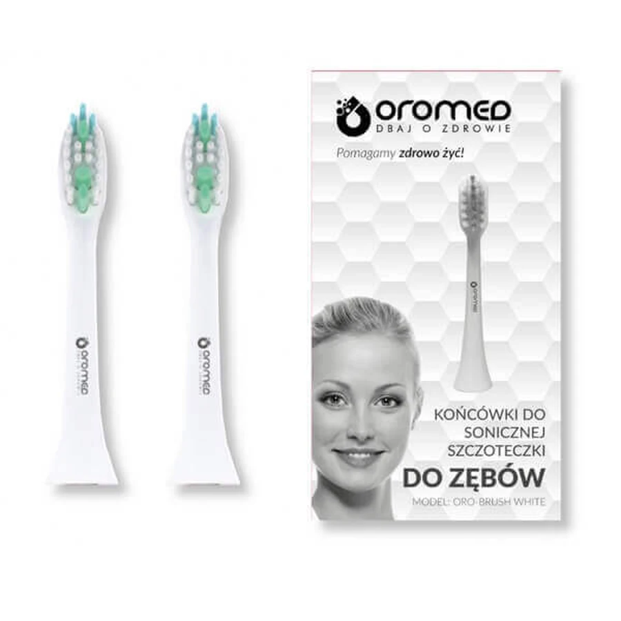 Oromed Oro-Brush, білі звукові щетинки зубної щітки, 2 штуки: ціни та характеристики