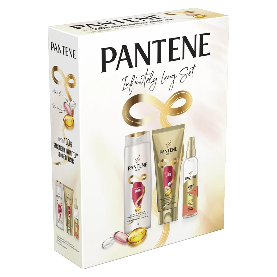 Pantene Infinite Box Set, Укрепляющий шампунь, 400 мл + Укрепляющая сыворотка, 200 мл + Спрей для увеличения объема, 150 мл: цены и характеристики