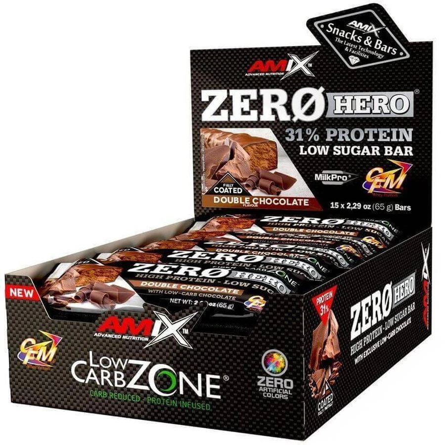 Amix Zero Hero 31% протеиновый батончик Двойной шоколад 15 х 65 г: цены и характеристики