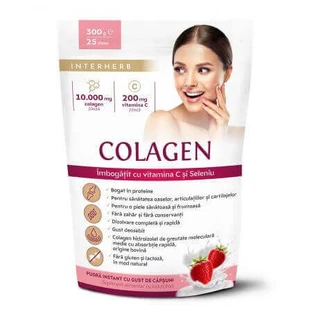 Колагеновий порошковий коктейль зі смаком полуниці, 300 г, Interherb