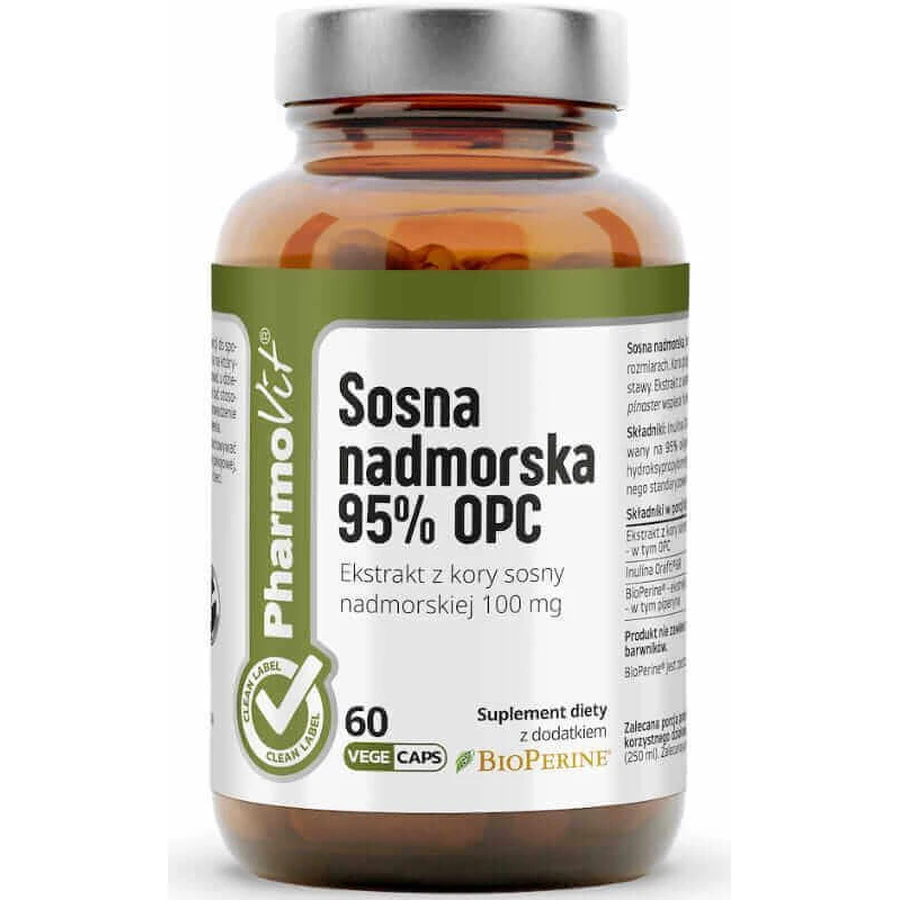 Сосна прибережна 95% OPC 60 капсул Pharmovit Clean Label: ціни та характеристики