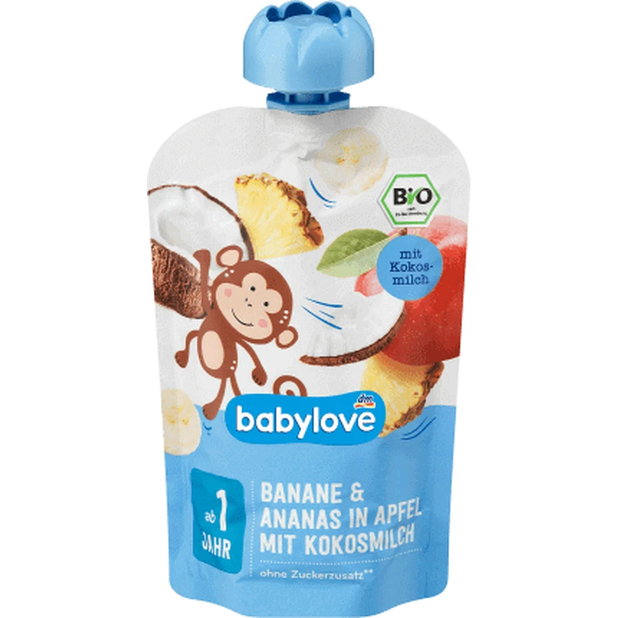 Пюре Babylove Банан с ананасом и кокосом, ECO, для детей с 1 года, 100 г: цены и характеристики