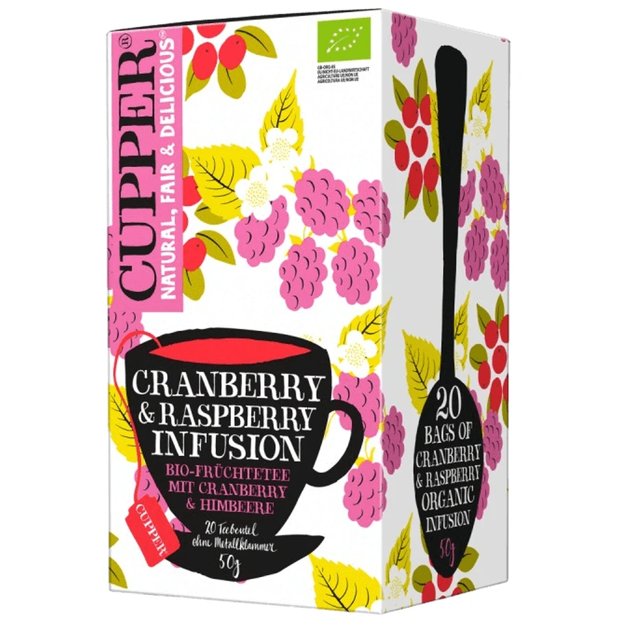 Фіточай Cupper Organic Cranberry & Raspberry Infusion, 50 г: ціни та характеристики