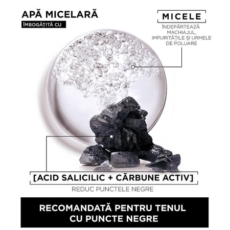 Міцелярна вода Skin Naturals з гелевою текстурою, збагачена саліциловою кислотою та активованим вугіллям, 400 мл, Garnier: ціни та характеристики