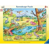 Рамка-пазл Динозавры, +3 года, 15 деталей, Ravensburger