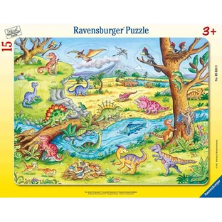 Пазл рамковий Динозаври, +3 роки, 15 деталей, Ravensburger