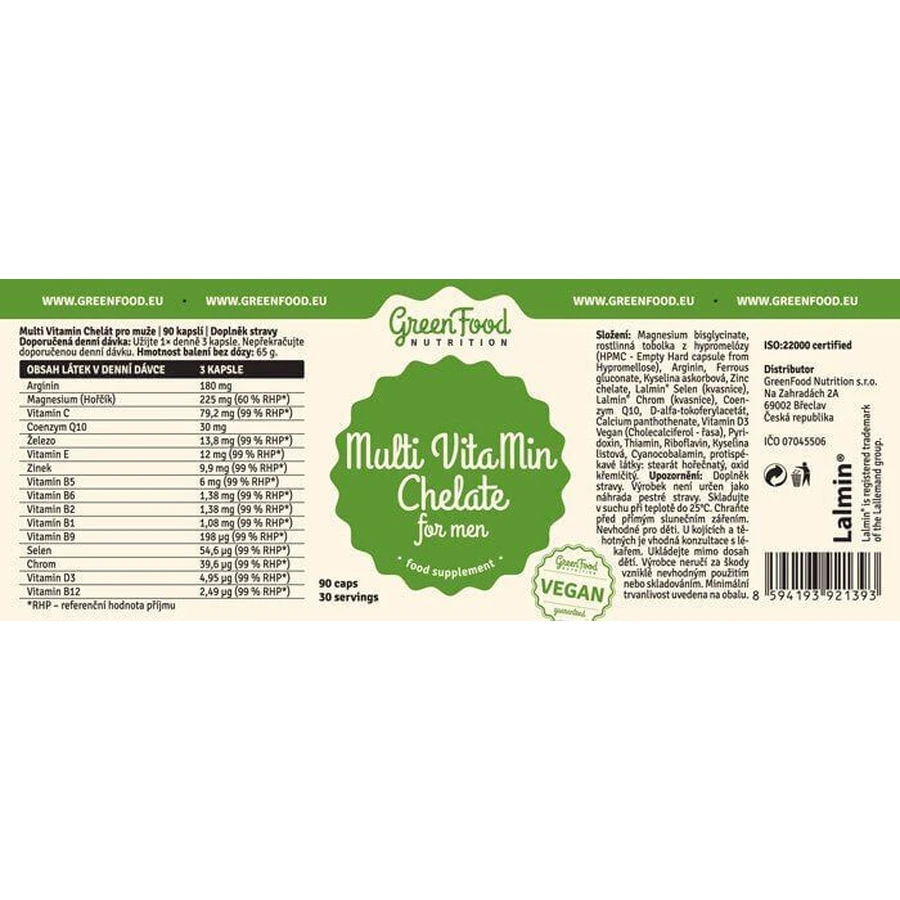 GreenFood Харчування GreenFood Multi VitaMin Хелат для чоловіків 90 капсул: ціни та характеристики