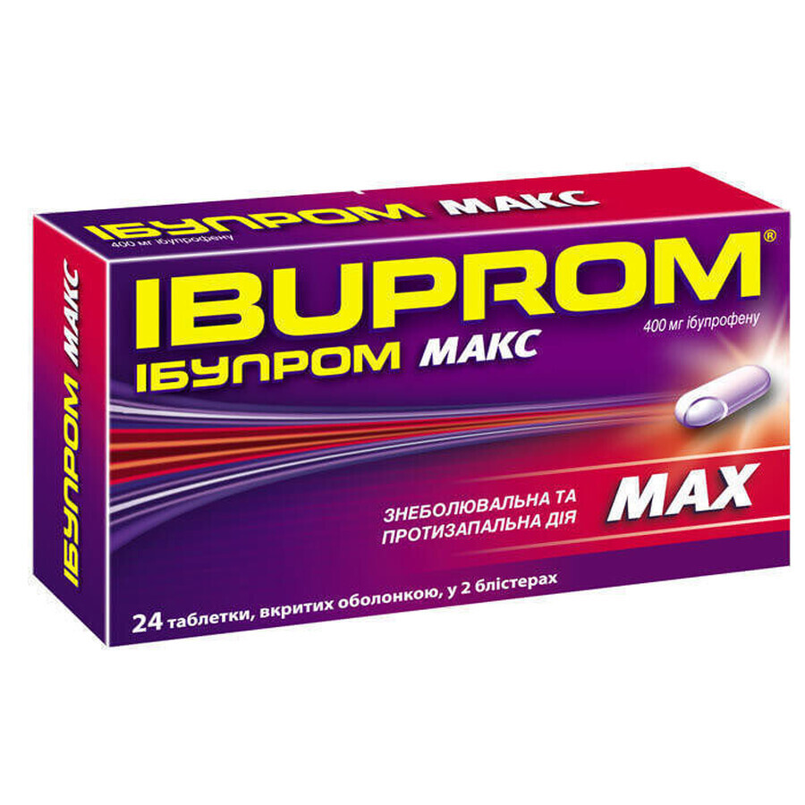 Ибупром Макс табл. п/о 400 мг блистер №24: цены и характеристики