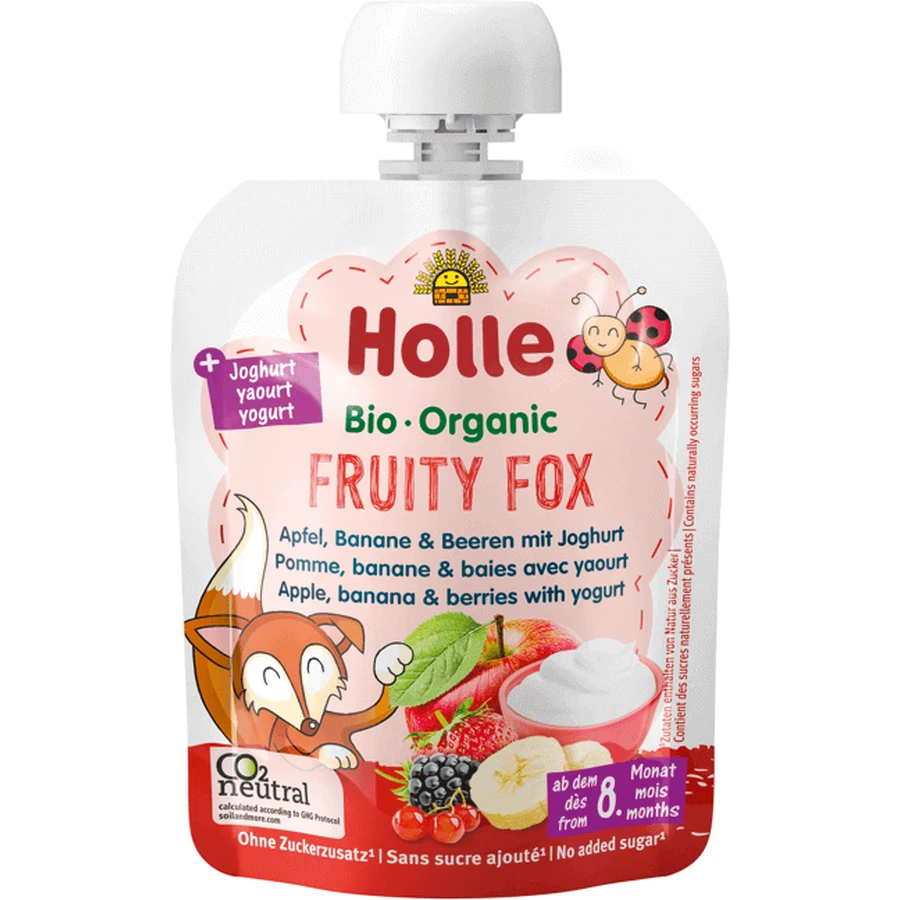 Holle Fruity Fox - органічне дитяче фруктове пюре з йогуртом. 85 g: ціни та характеристики